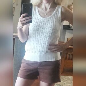 Simple Retro White Sleeveless Knit Top